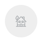 Icon showing a house with a leave outside the chimney