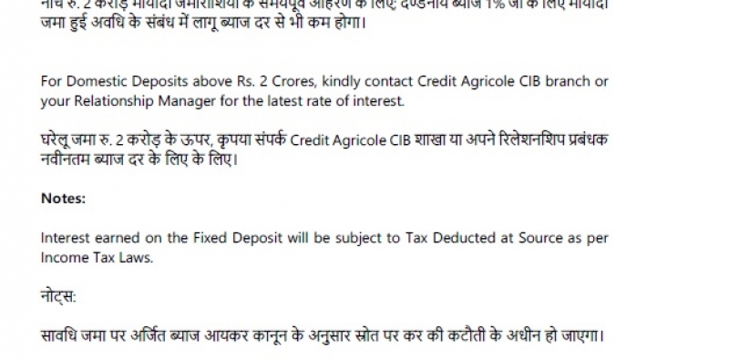 Interest Rates for Deposits